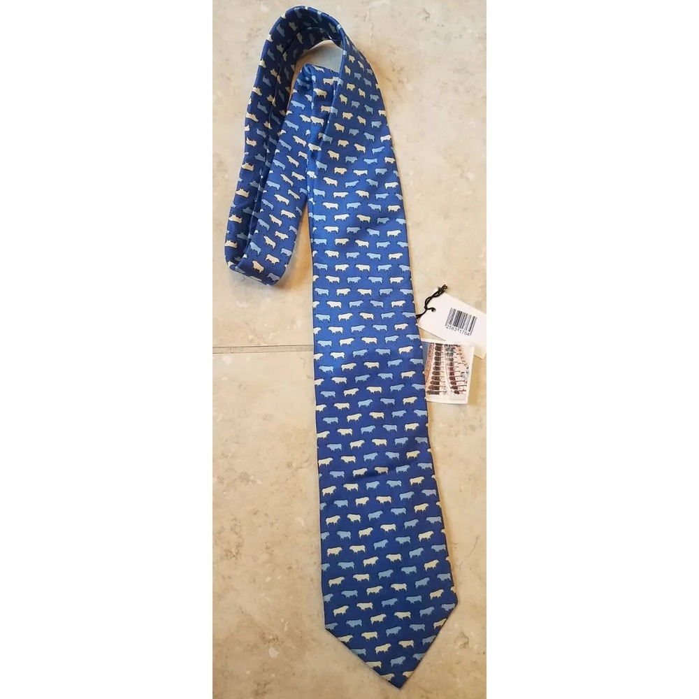 PLAZA‎ EL TOROS EL RONDA Bull Fighter Necktie Blue Bulls Tie NEW